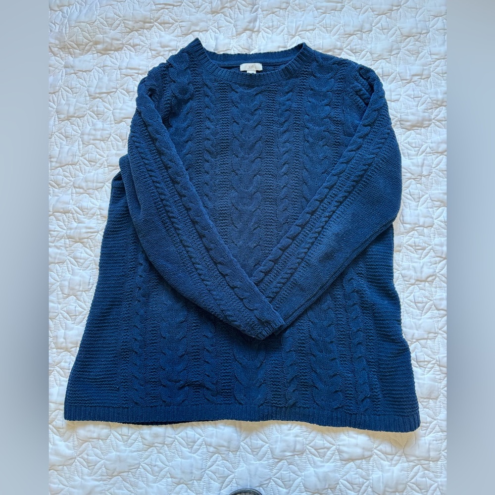 Cable Knit Sweater Tunic in Teal Blue Petite Medium - Picture 5 of 6